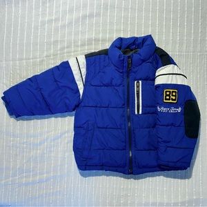 Baby Gap 2T Boy Race Team Winter Puffer Jacket Coat blue